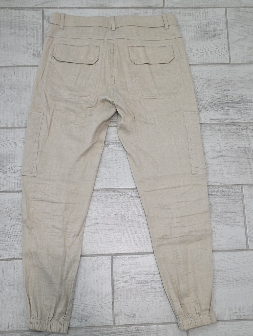 Vince Khaki Linen Blend Joggers Women's Size 0 Stretch Light Tan - Picture 11 of 12